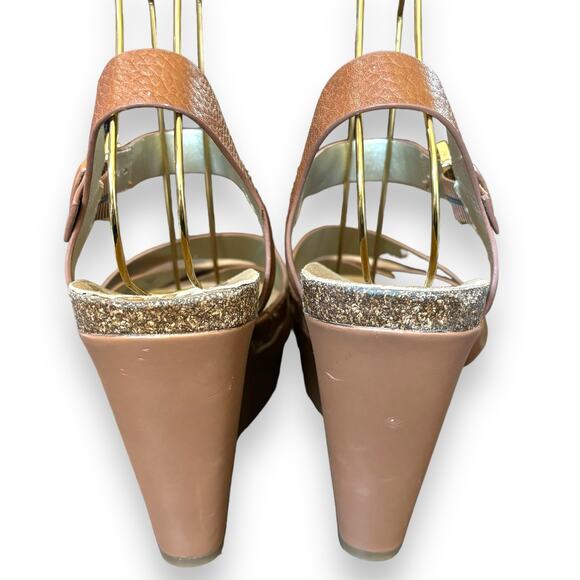 Sam Edelman Nelson Platform Leather Wedges Size 10 Tan Brown Camel - Picture 5 of 7